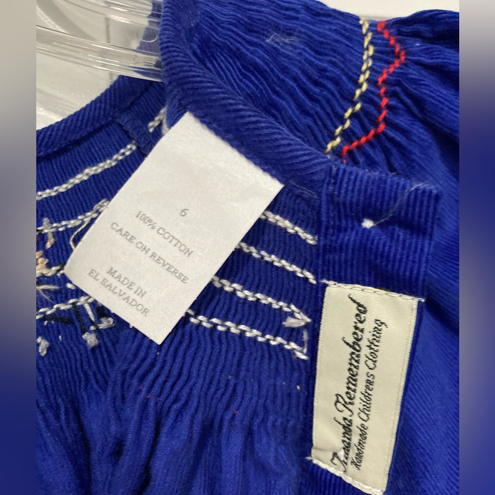 Amanda Remembered Wizard of Oz Corduroy Smocked Short Sleeved Dress NWOT Girls 6 - Picture 8 of 10